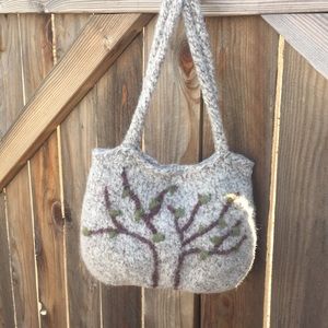 Handmade Tree of Life Felted Purse NWT
